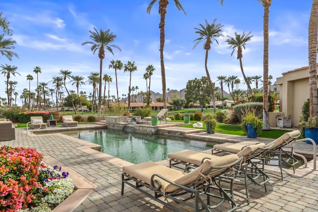 view of pool featuring a patio area