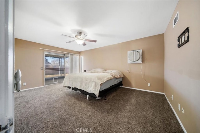 bedroom with carpet flooring and ceiling fan