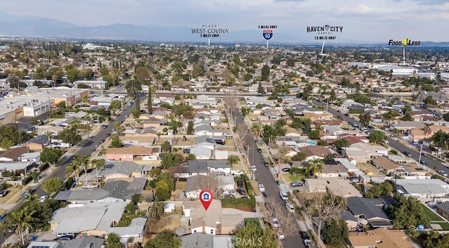 bird's eye view with a mountain view