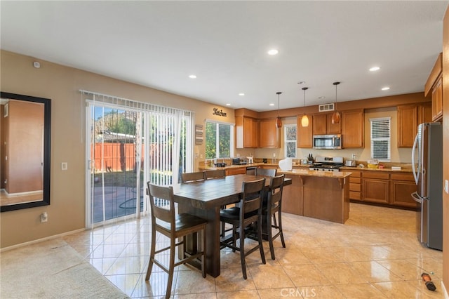 view of tiled dining room