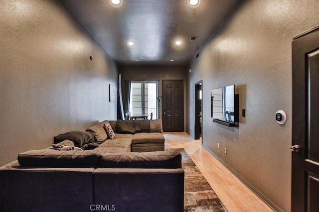 living room with hardwood / wood-style floors