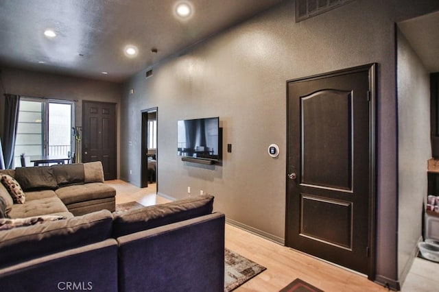 living room with light wood-type flooring