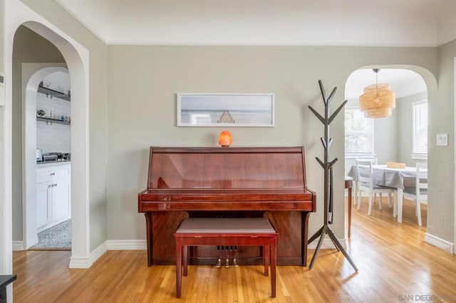 miscellaneous room featuring light hardwood / wood-style floors