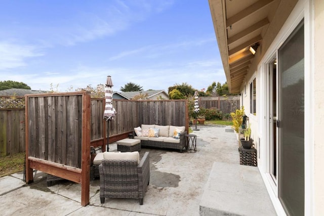 view of patio with an outdoor living space