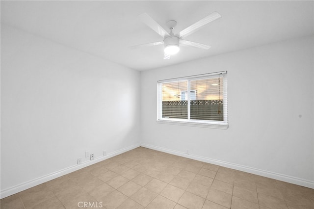 spare room featuring ceiling fan