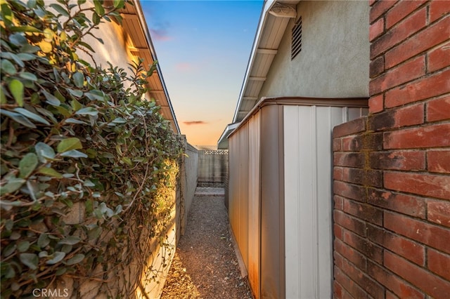 view of property exterior at dusk