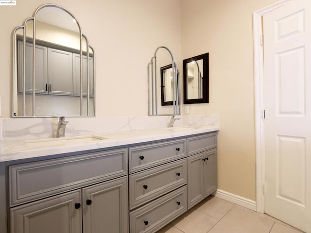 bathroom featuring tile patterned flooring and vanity