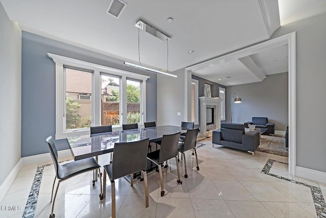 view of tiled dining room