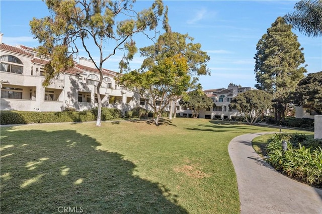 view of property's community featuring a lawn