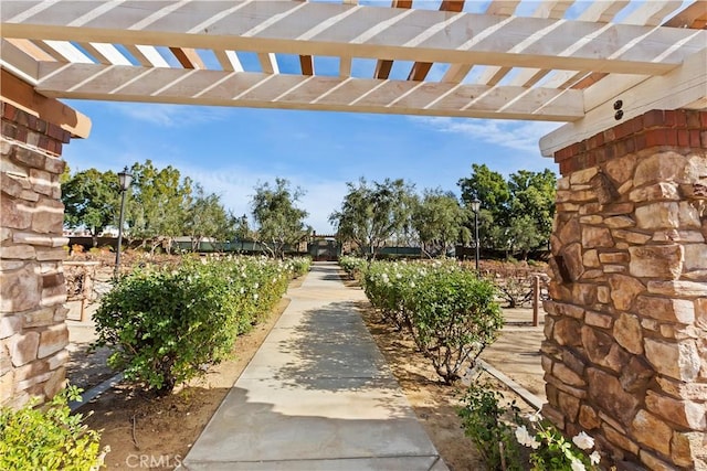 view of property's community with a pergola