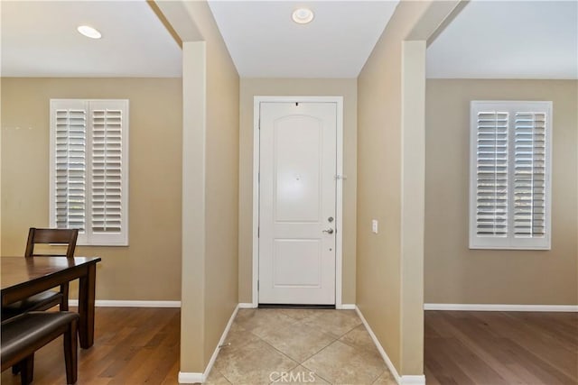 foyer featuring light hardwood / wood-style floors