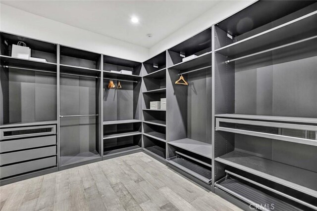 walk in closet featuring hardwood / wood-style floors