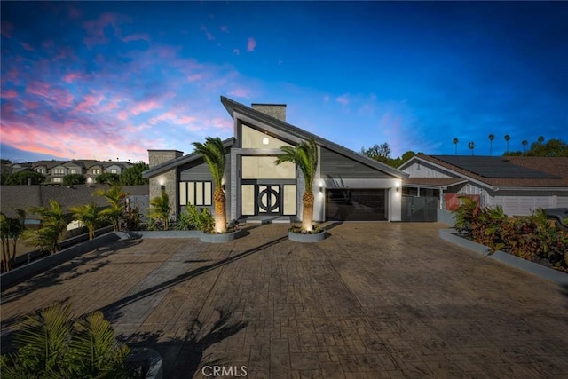 contemporary home featuring a garage