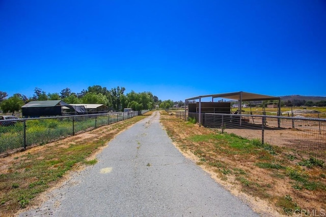 view of street with a rural view