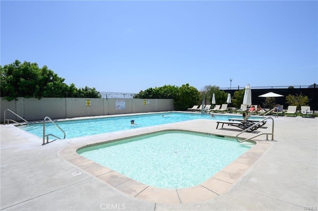 view of pool featuring a patio