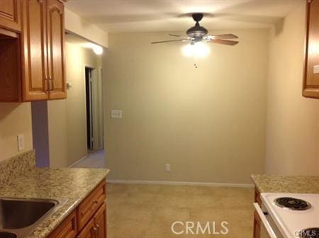 kitchen with ceiling fan