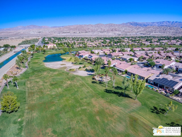 aerial view with a water and mountain view