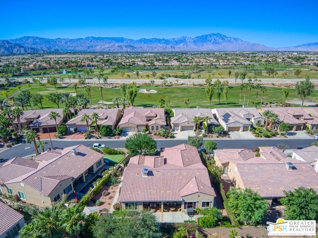 drone / aerial view featuring a mountain view