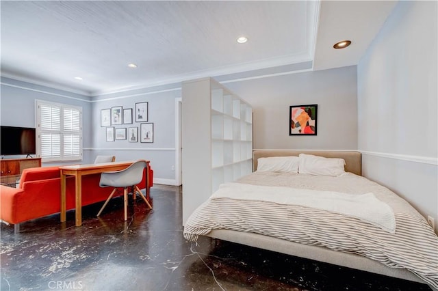 bedroom featuring ornamental molding