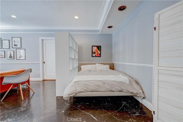 bedroom featuring ornamental molding