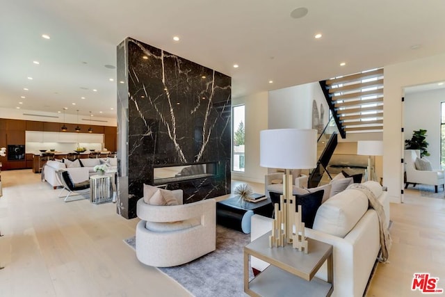 living room featuring light wood-type flooring