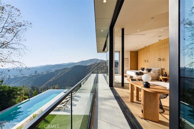 balcony with a mountain view