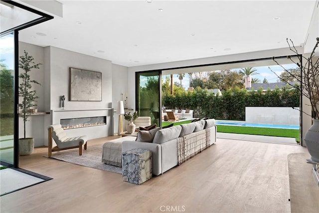 interior space with light hardwood / wood-style flooring