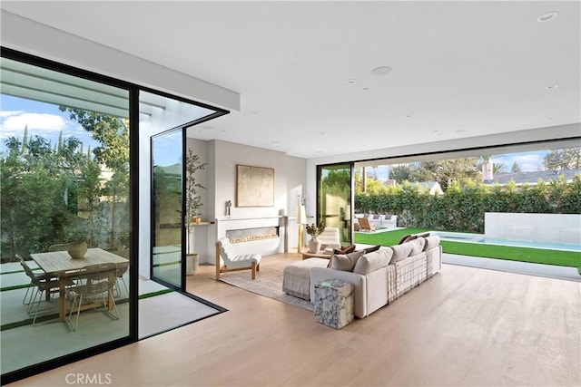 interior space with light hardwood / wood-style floors