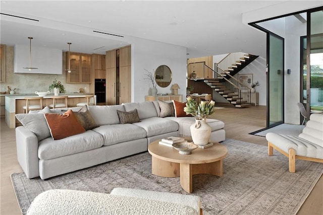 living room featuring light hardwood / wood-style flooring