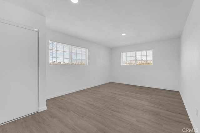 spare room featuring wood-type flooring