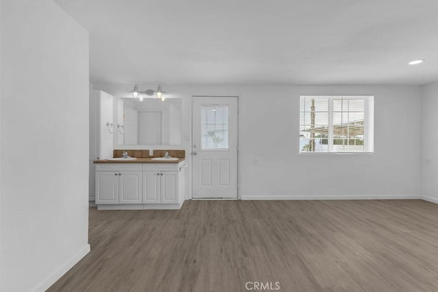 kitchen featuring sink and light hardwood / wood-style flooring