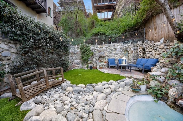 view of patio / terrace with an outdoor living space