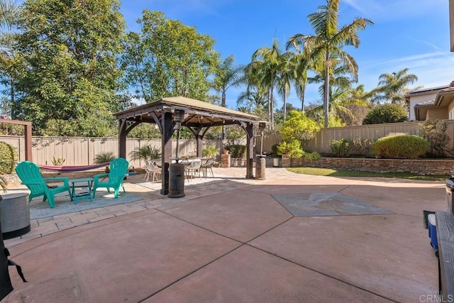 view of patio / terrace featuring a gazebo