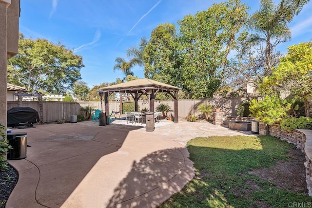 view of patio with a gazebo and grilling area