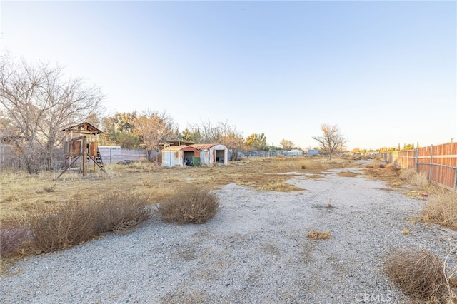 view of yard with a playground