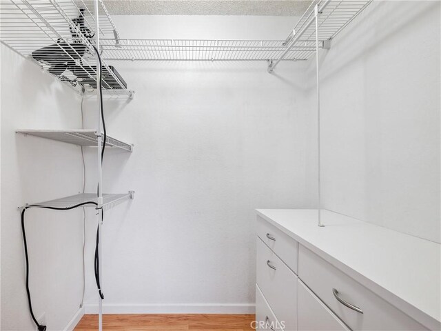 spacious closet with light hardwood / wood-style floors