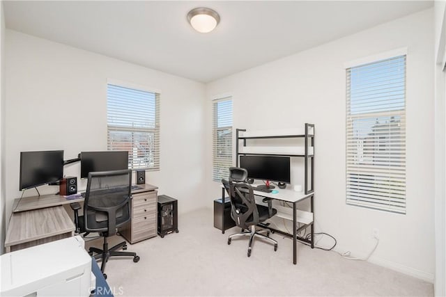 view of carpeted home office