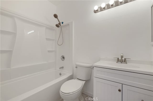 full bathroom with vanity, shower / bathtub combination, and toilet