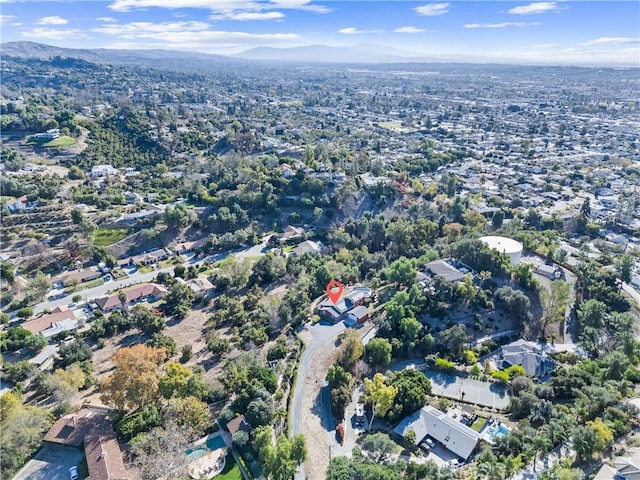 drone / aerial view with a mountain view