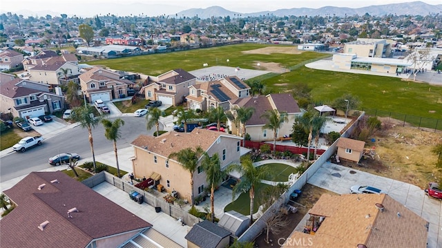 bird's eye view with a mountain view