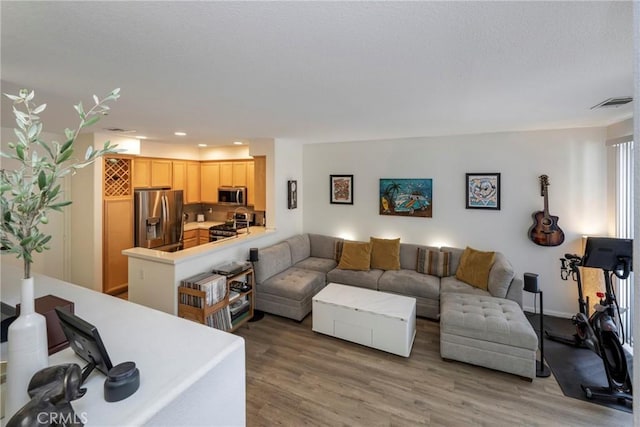 living room featuring light wood-type flooring