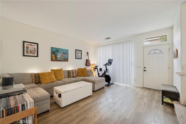 living room featuring light wood-type flooring