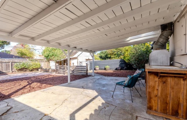 view of patio / terrace featuring sink