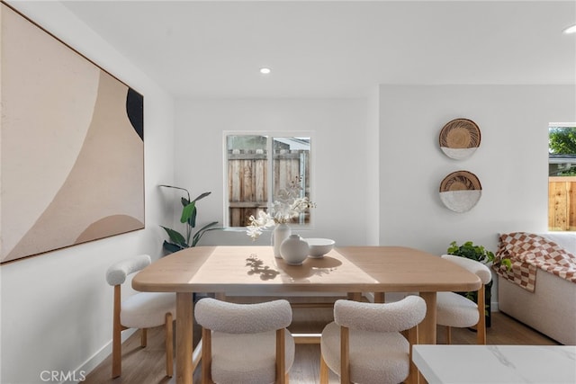 dining area featuring hardwood / wood-style flooring