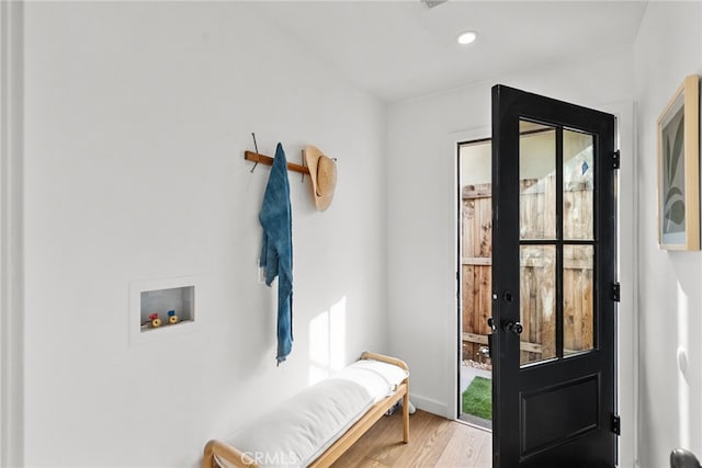 mudroom featuring light hardwood / wood-style flooring