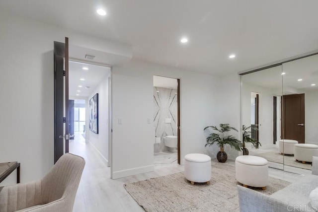 interior space with light hardwood / wood-style flooring