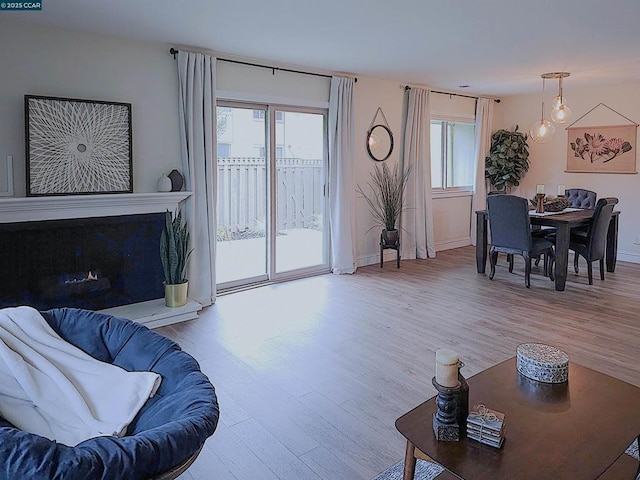 living room featuring light wood-type flooring