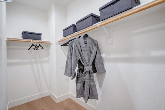 walk in closet with wood-type flooring