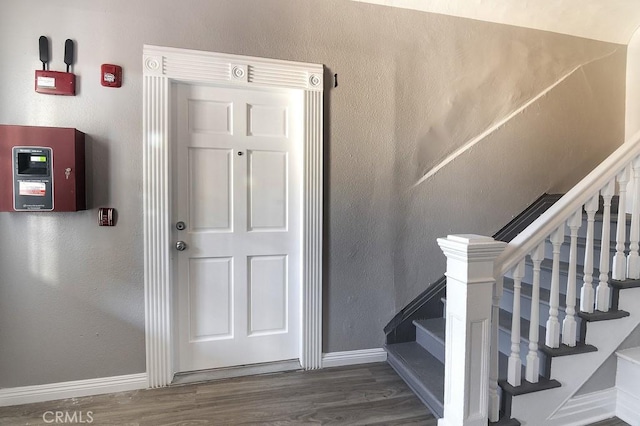 entryway with dark hardwood / wood-style floors