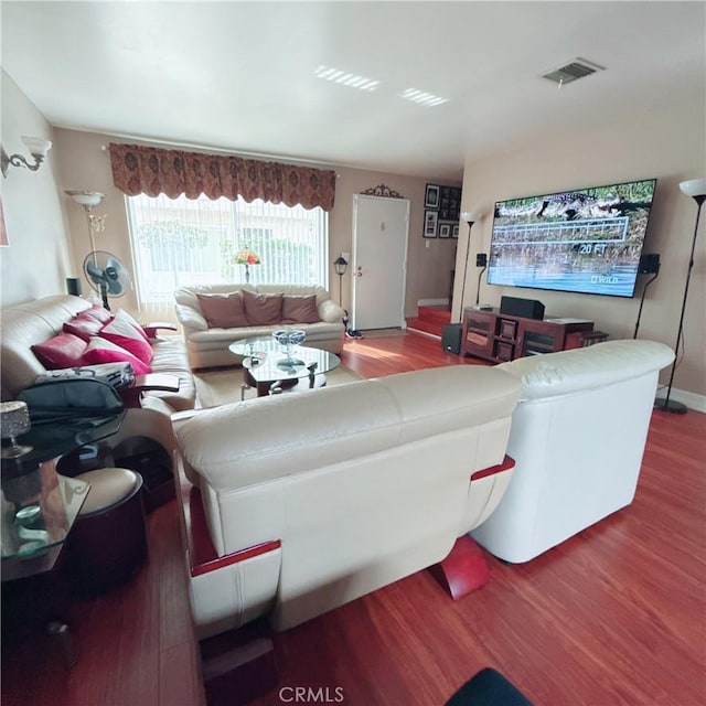 living room with hardwood / wood-style flooring